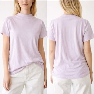 American Eagle Soft & Sexy Mock Neck Tee Lavender Relaxed Minimalist S